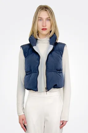 Silk Down Vest - Navy