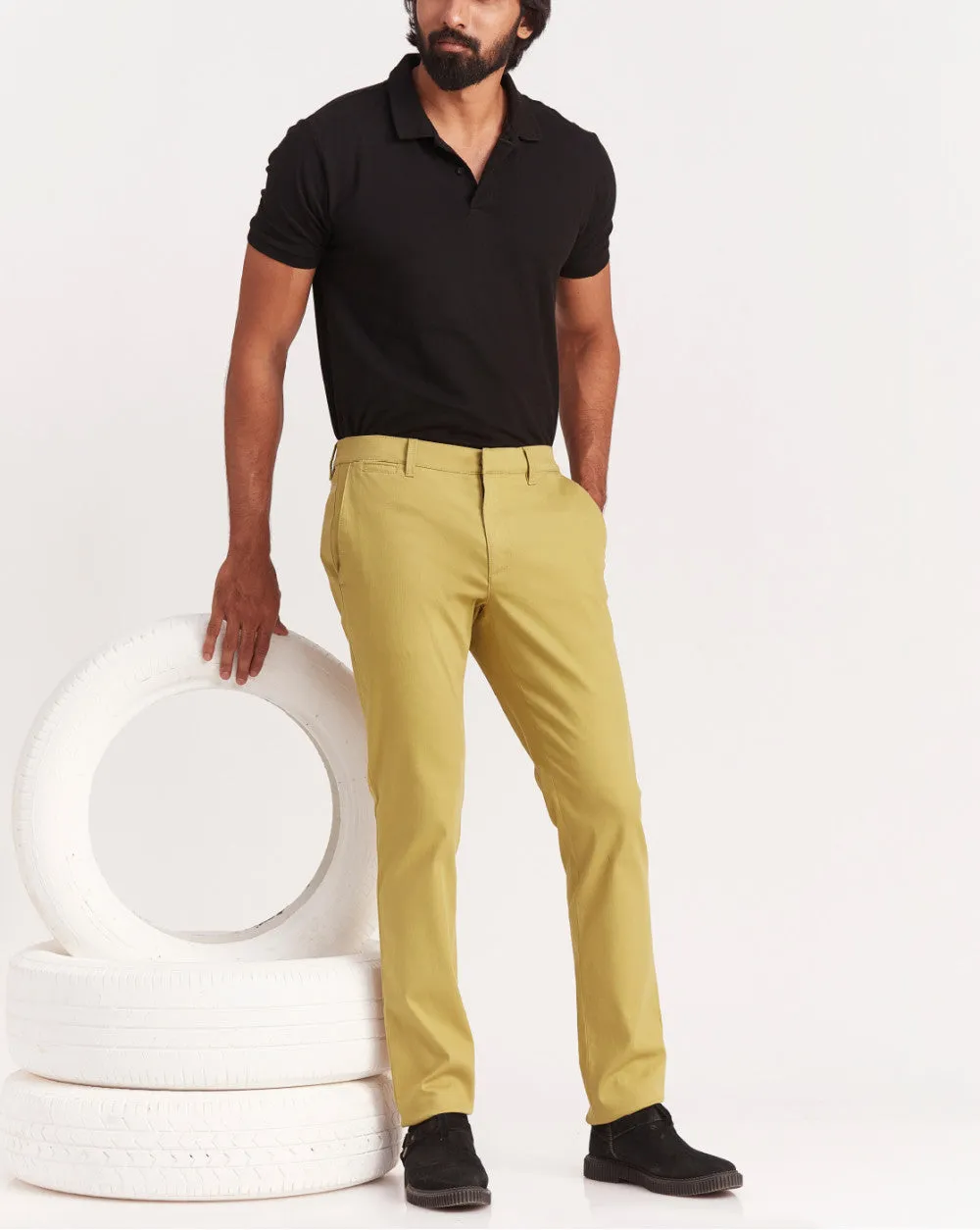 Slim Fit Elasticized Crossover Chinos - Granola Khaki