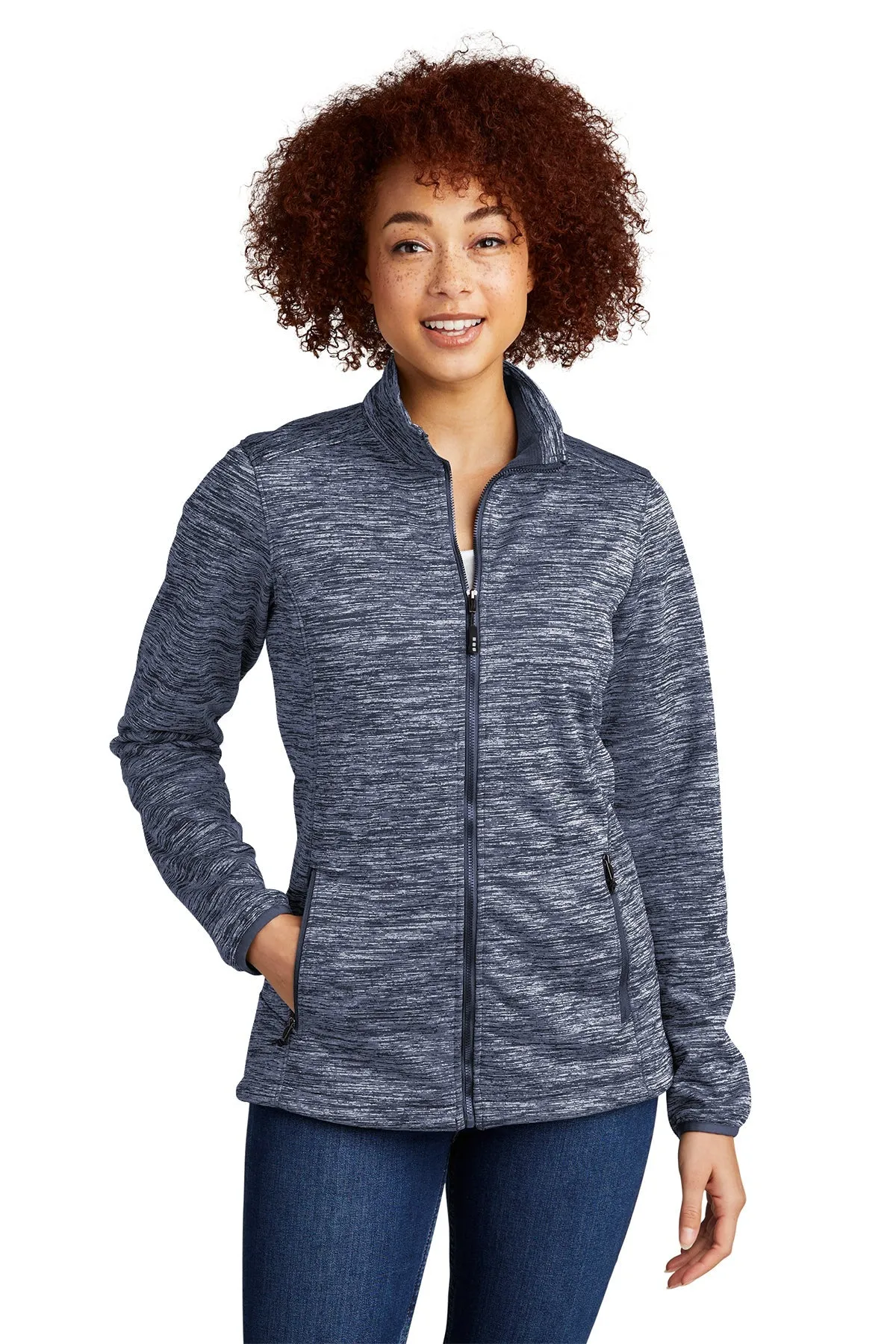 Sport-Tek Ladies PosiCharge Electric Heather Branded Soft Shell Jackets, True Navy Electric