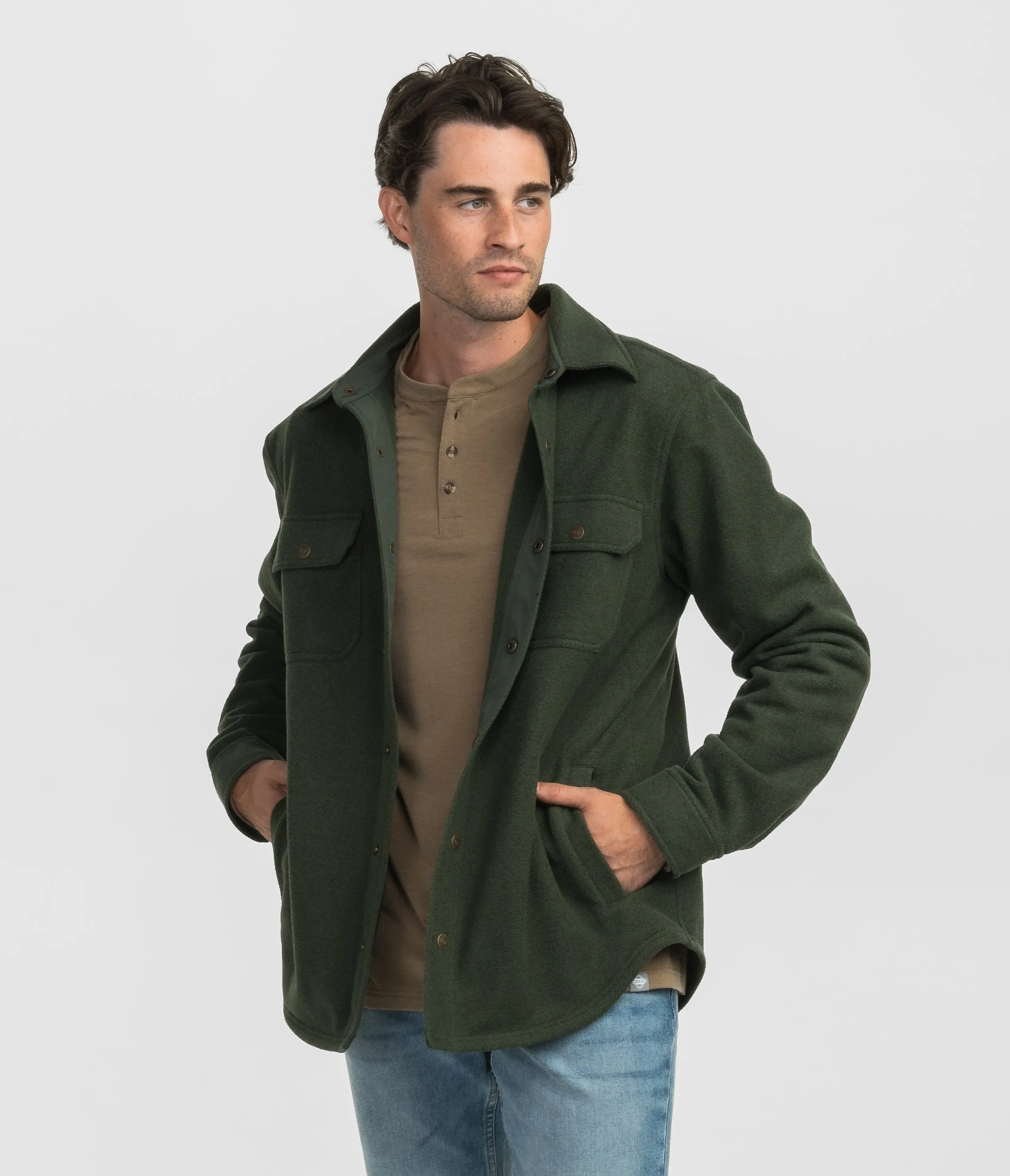 Stretch Twill Shacket - Upland Olive