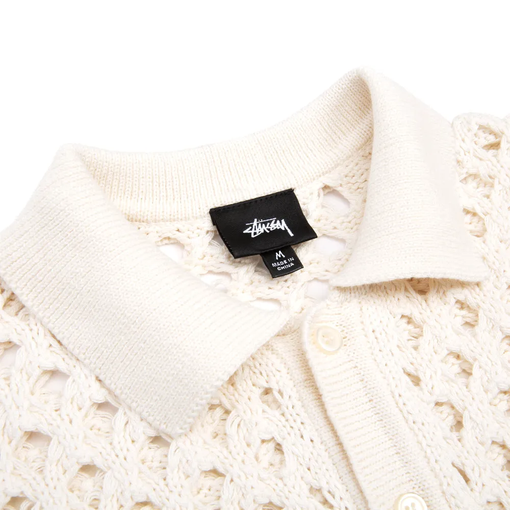 STÜSSY BIG MESH POLO SWEATER // IVORY