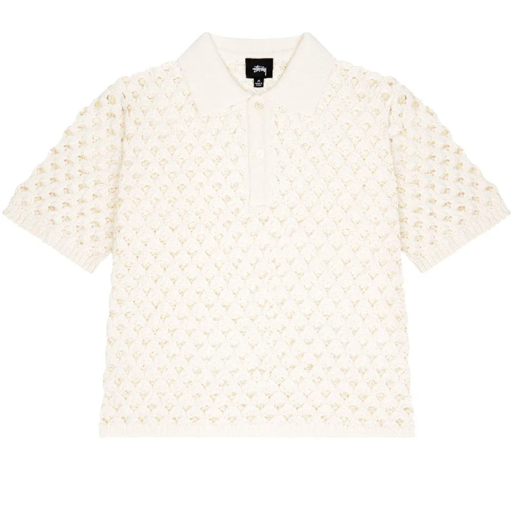 STÜSSY BIG MESH POLO SWEATER // IVORY