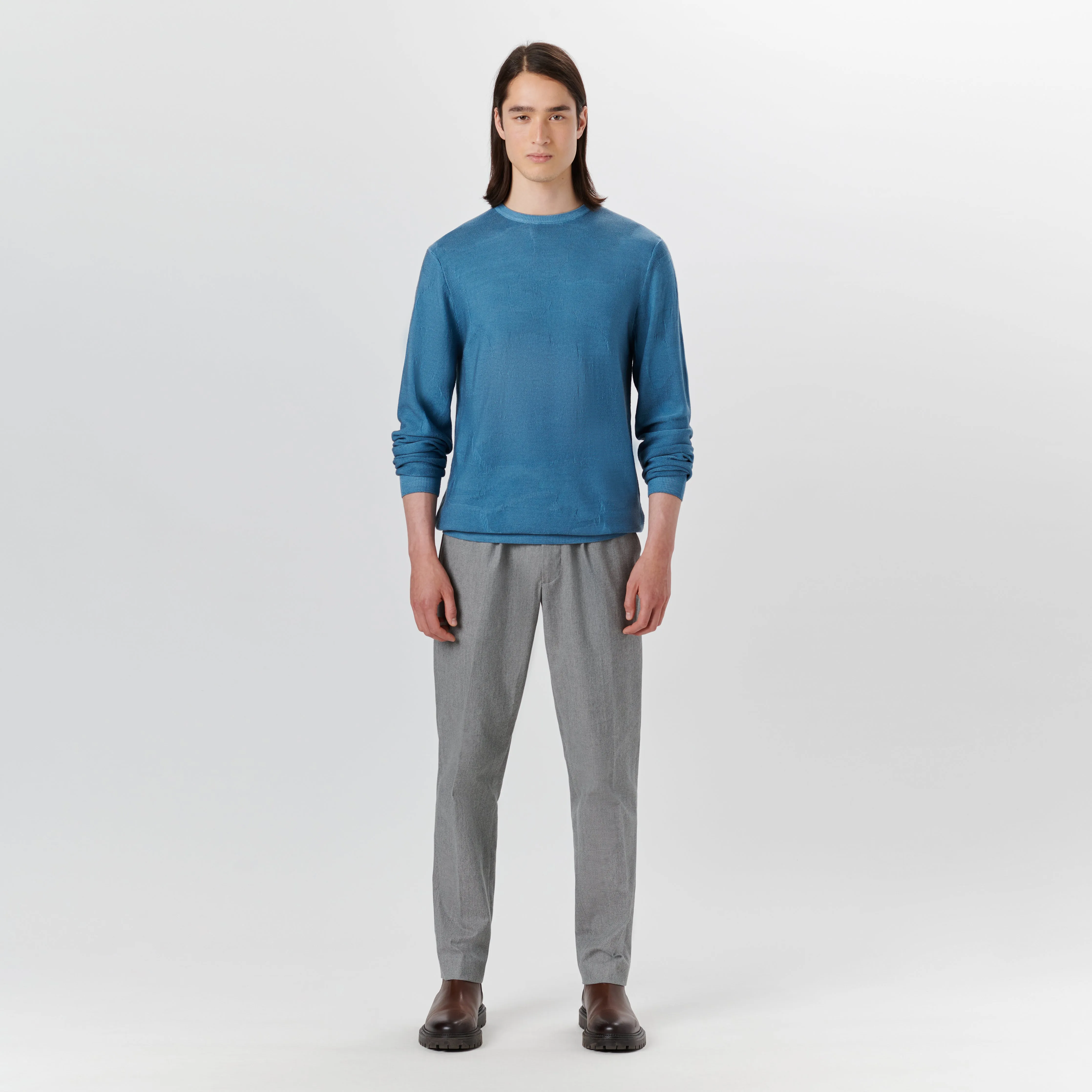 Super Merino Crew Neck Jacquard Sweater