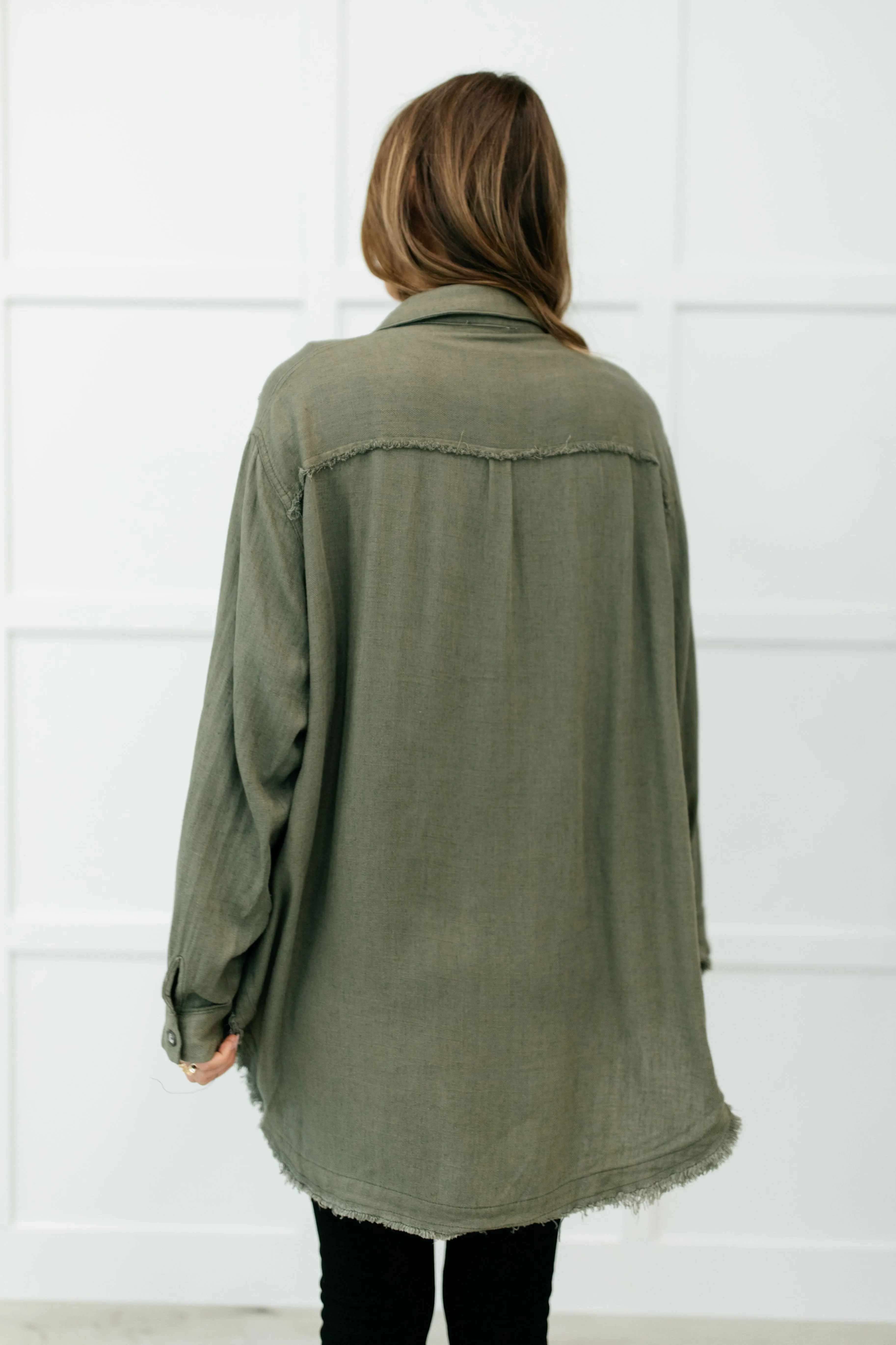 Sweet Kiss Button Down Top in Olive