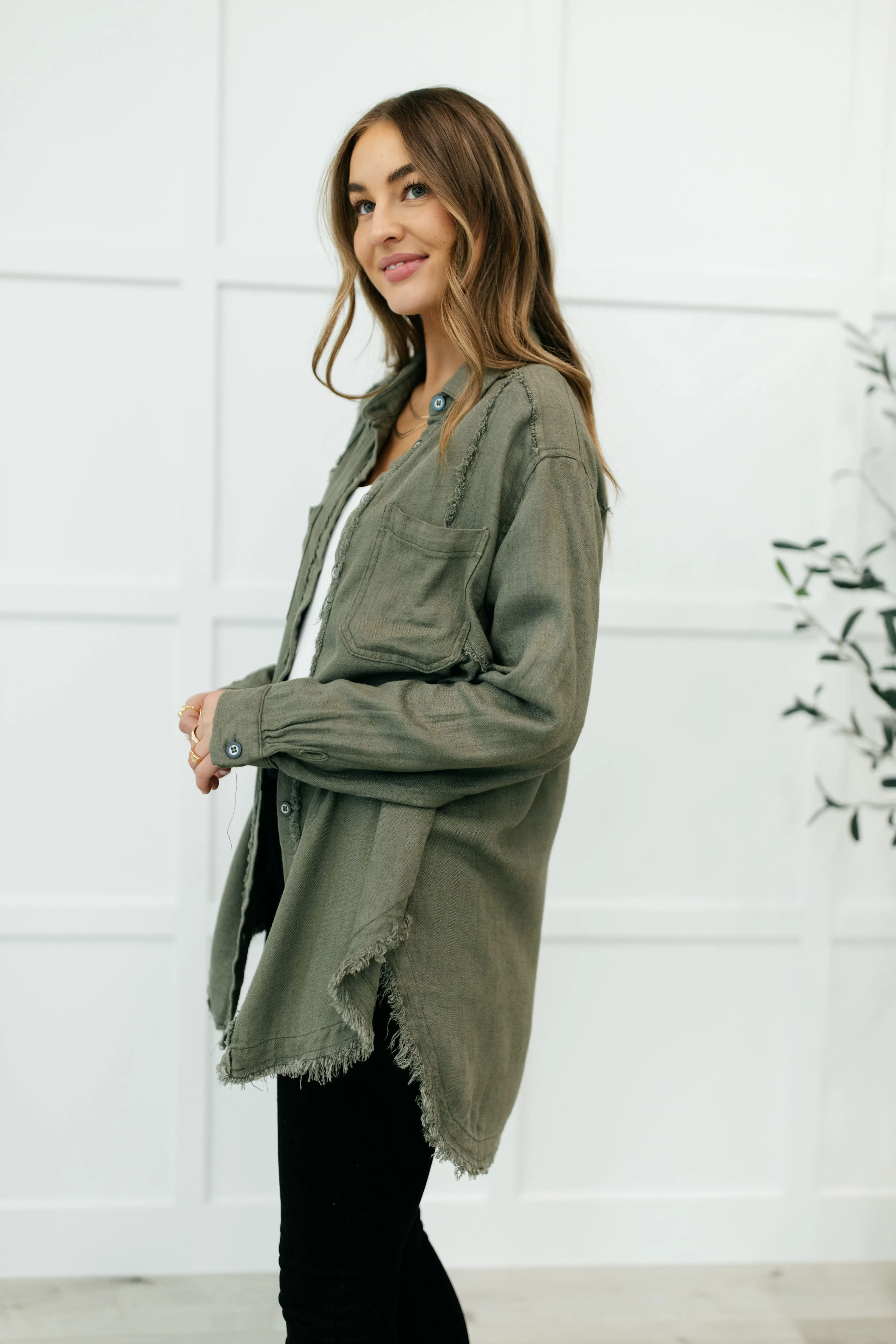 Sweet Kiss Button Down Top in Olive