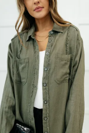 Sweet Kiss Button Down Top in Olive