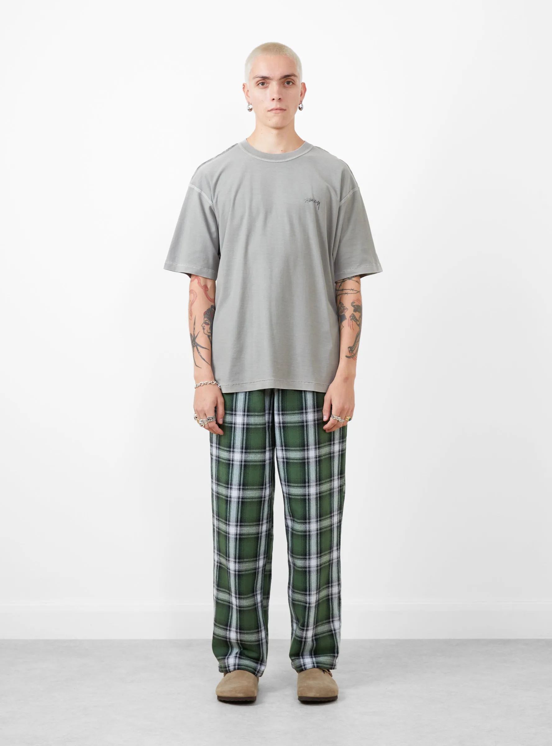 Swell Flannel Checkered Pant Green Big Check