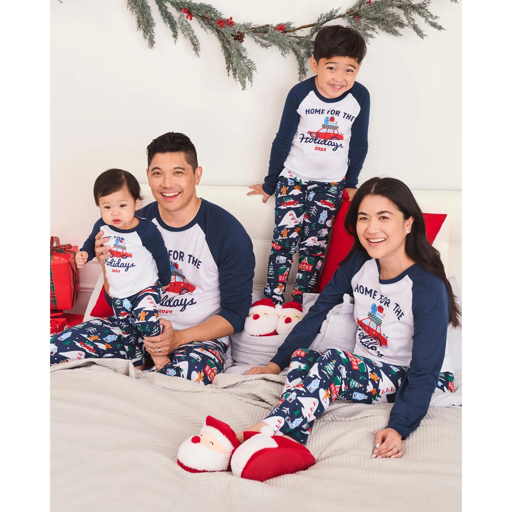 The Children's Place Baby Family Matching, Christmas Pajama Sets, Cotton, Blue Home for The Holidays, Medium (Adult)