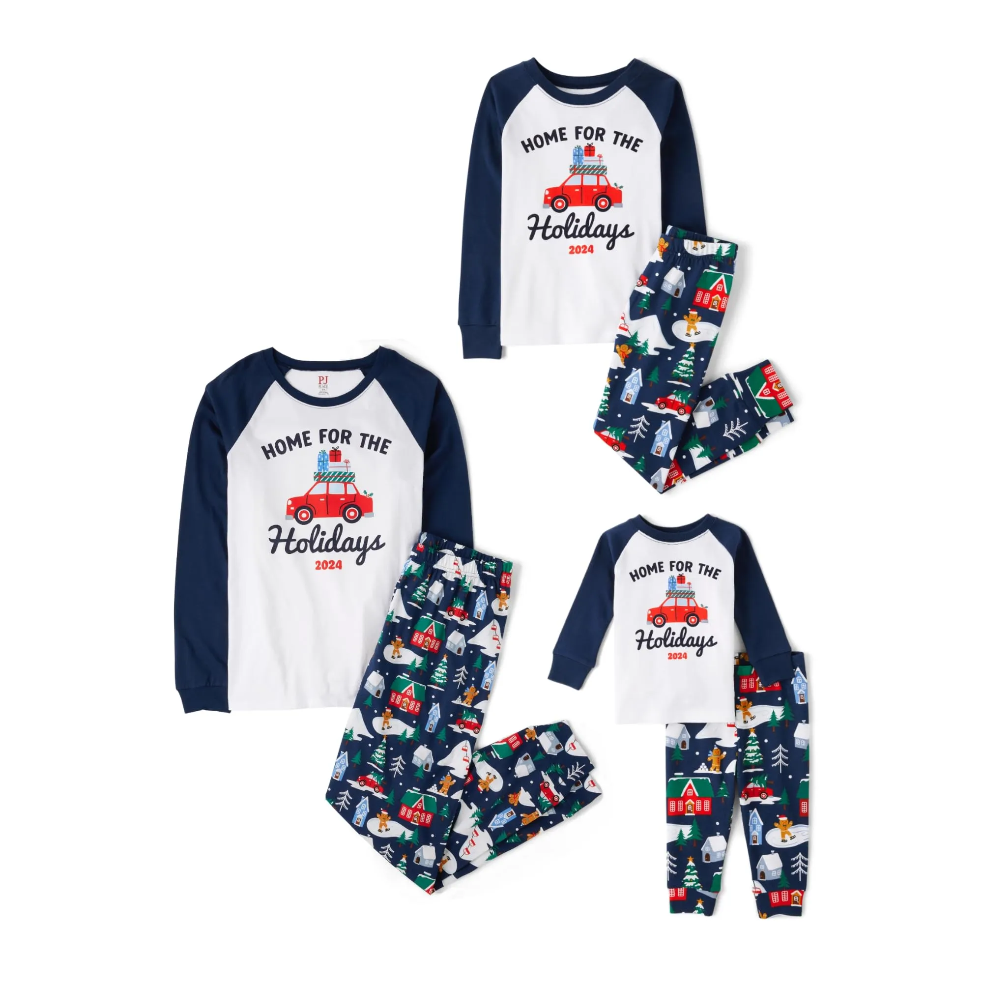 The Children's Place Baby Family Matching, Christmas Pajama Sets, Cotton, Blue Home for The Holidays, Medium (Adult)