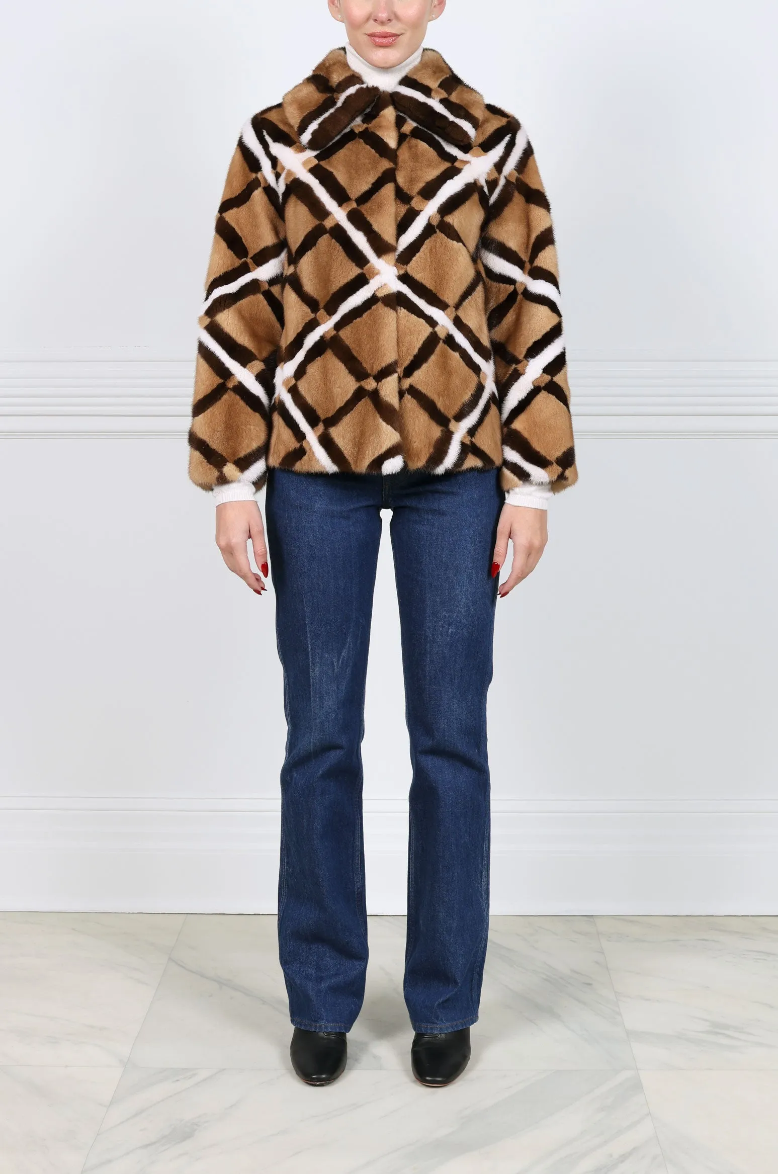 The Diamond Intarsia Mink Fur Jacket