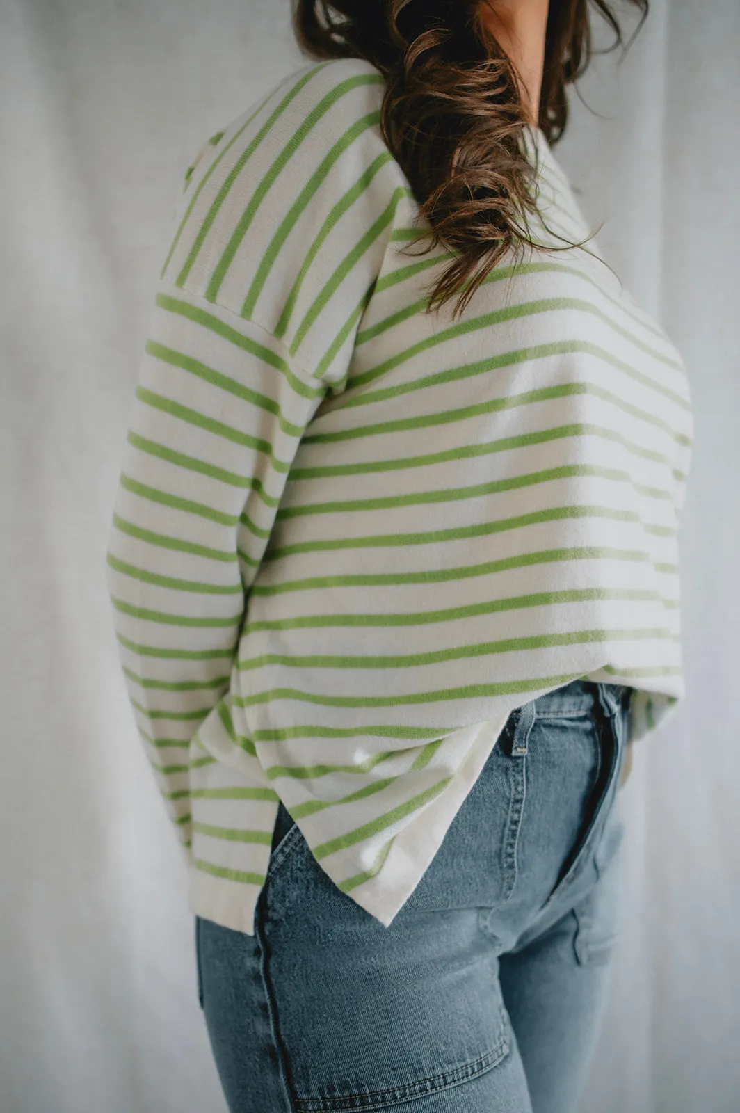 The Eileen Striped Sweater by FRNCH - Green Stripe