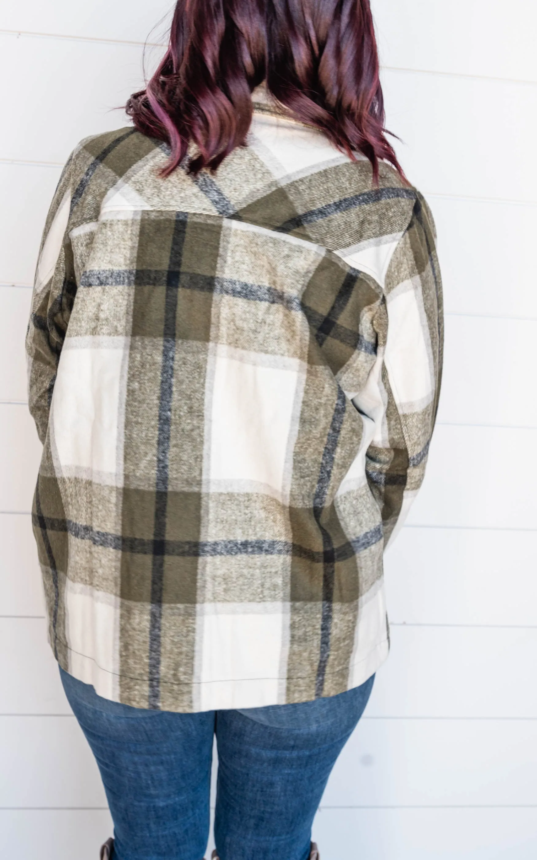 The Elizabeth Plaid Overized Shacket ((OLIVE)) - Final Sale