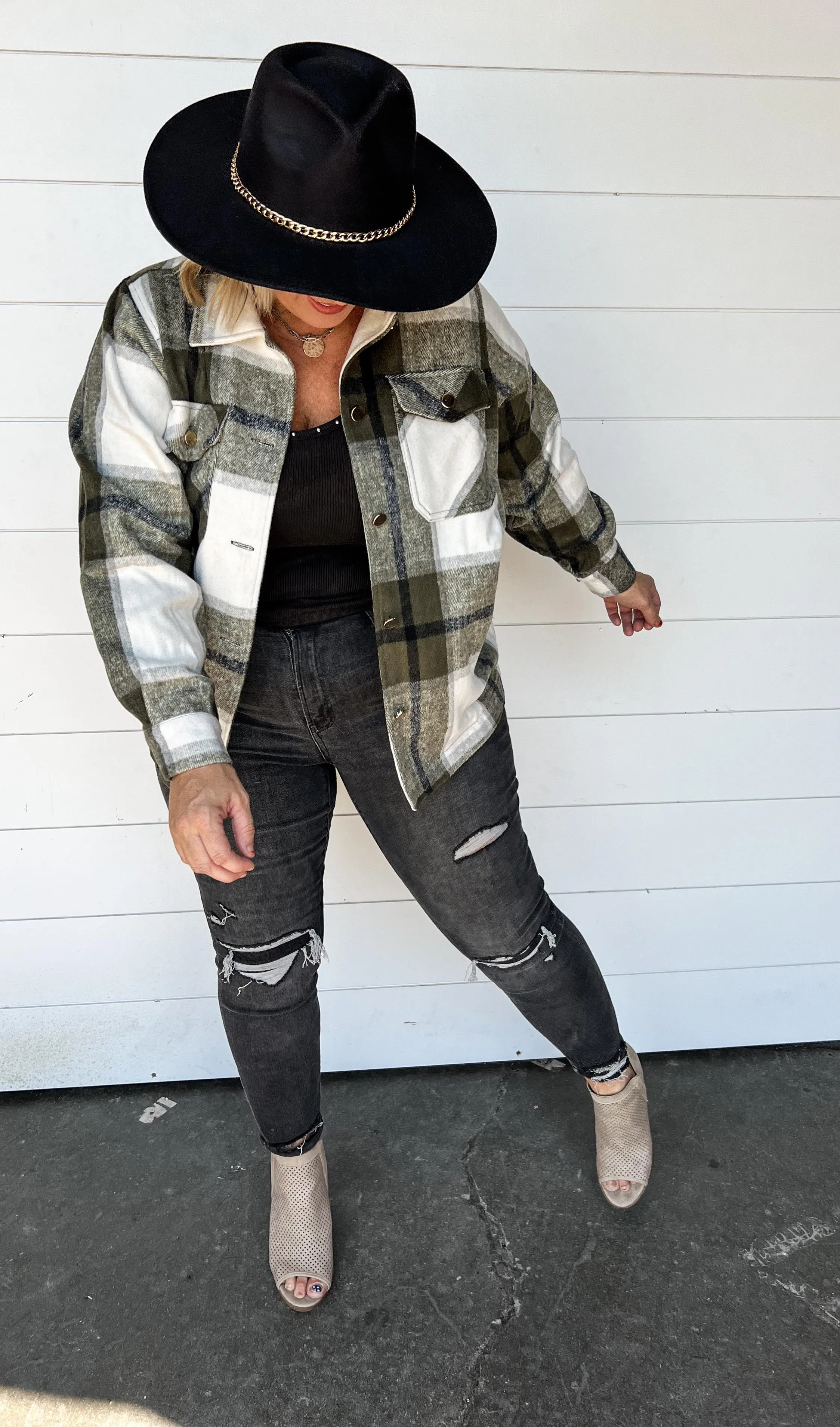 The Elizabeth Plaid Overized Shacket ((OLIVE)) - Final Sale