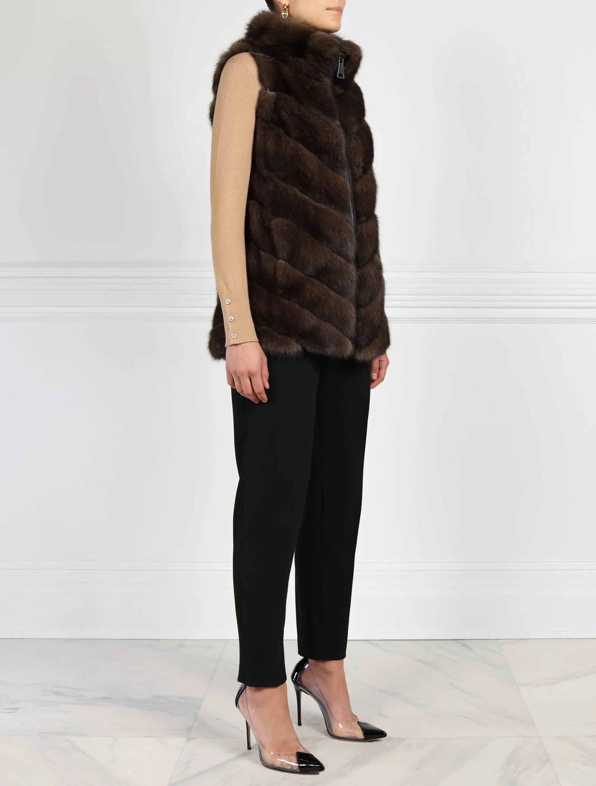 The Esme Russian Sable Fur Zip Vest