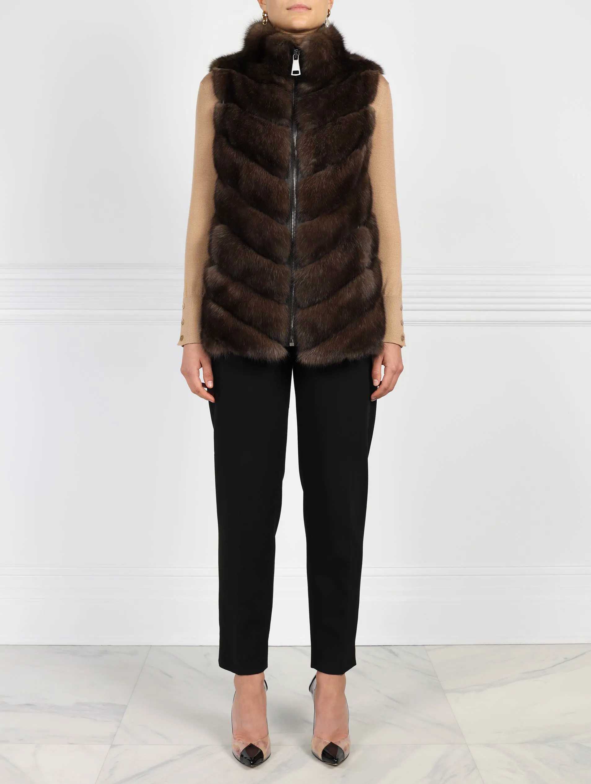 The Esme Russian Sable Fur Zip Vest