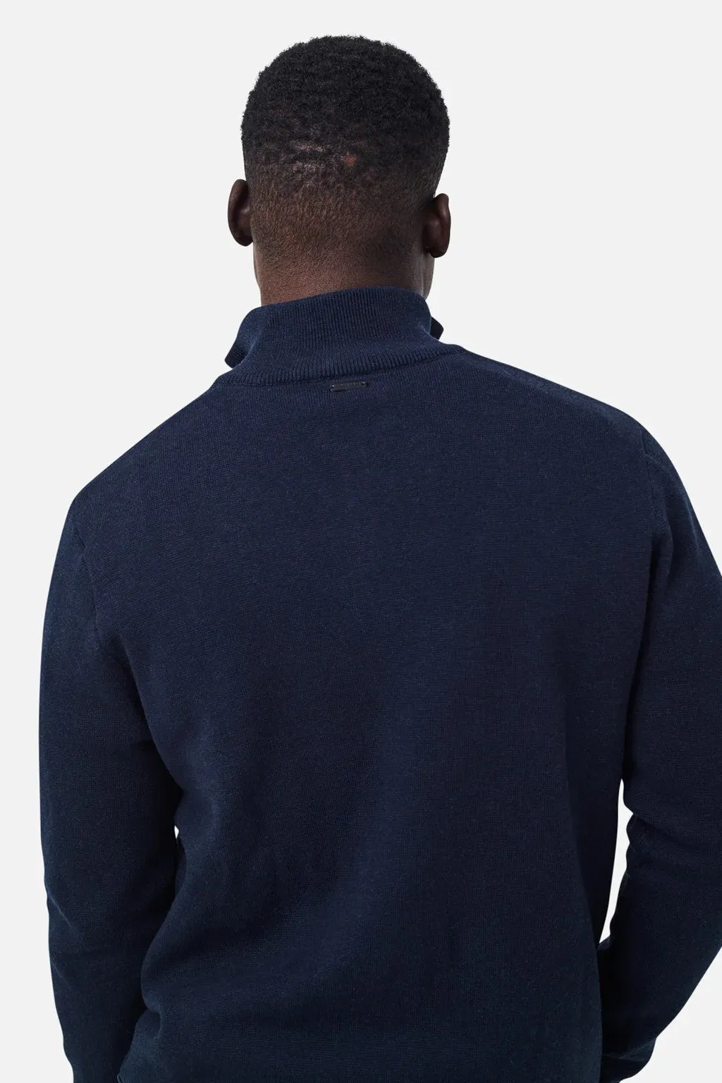 The Lakewood Zip Neck Sweater - Dark Navy Melange