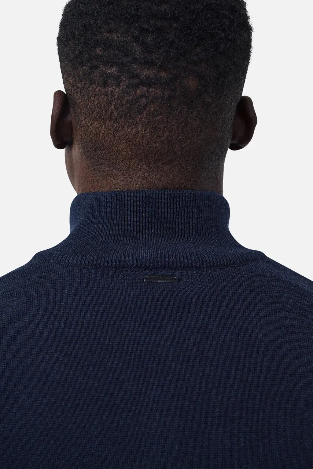 The Lakewood Zip Neck Sweater - Dark Navy Melange