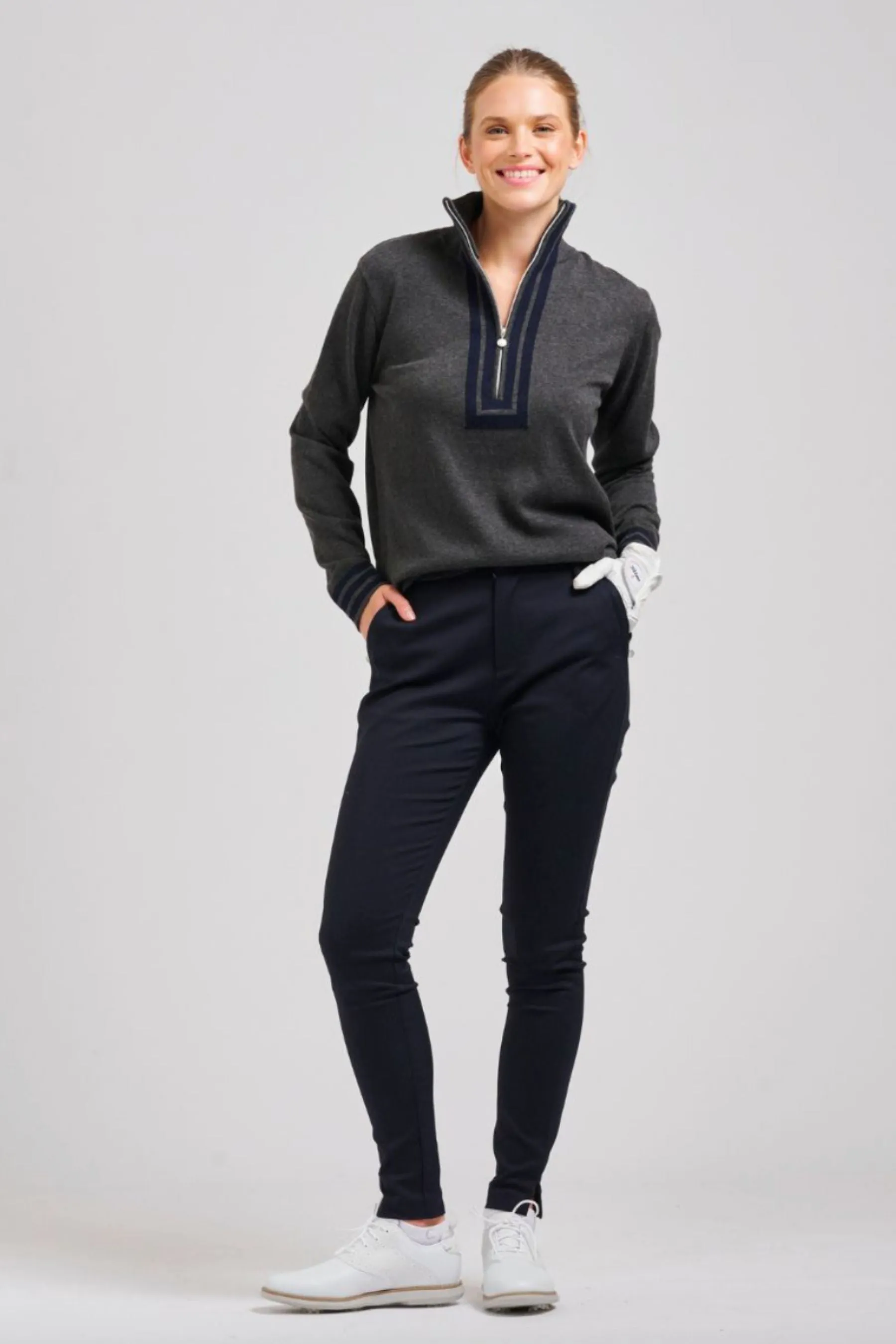 The Sawgrass Cashmere Cotton Sweater | Charcoal/Navy