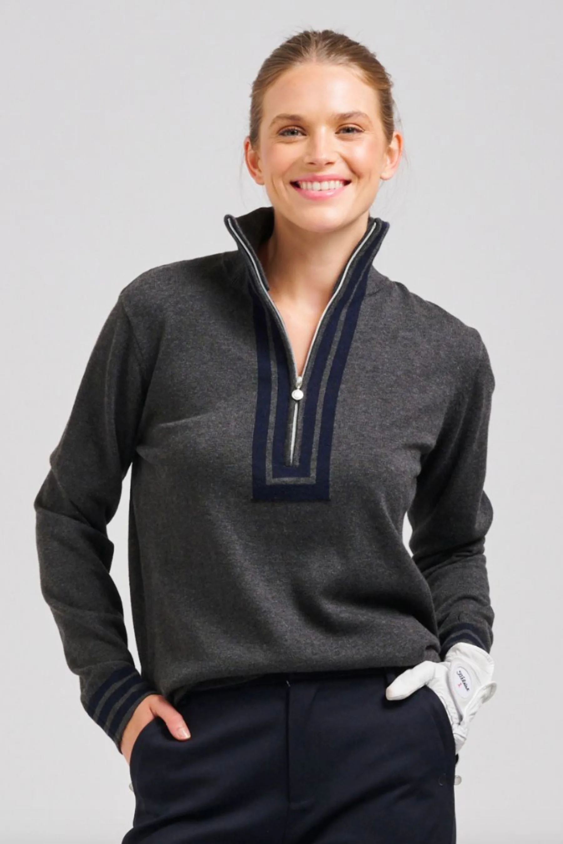 The Sawgrass Cashmere Cotton Sweater | Charcoal/Navy