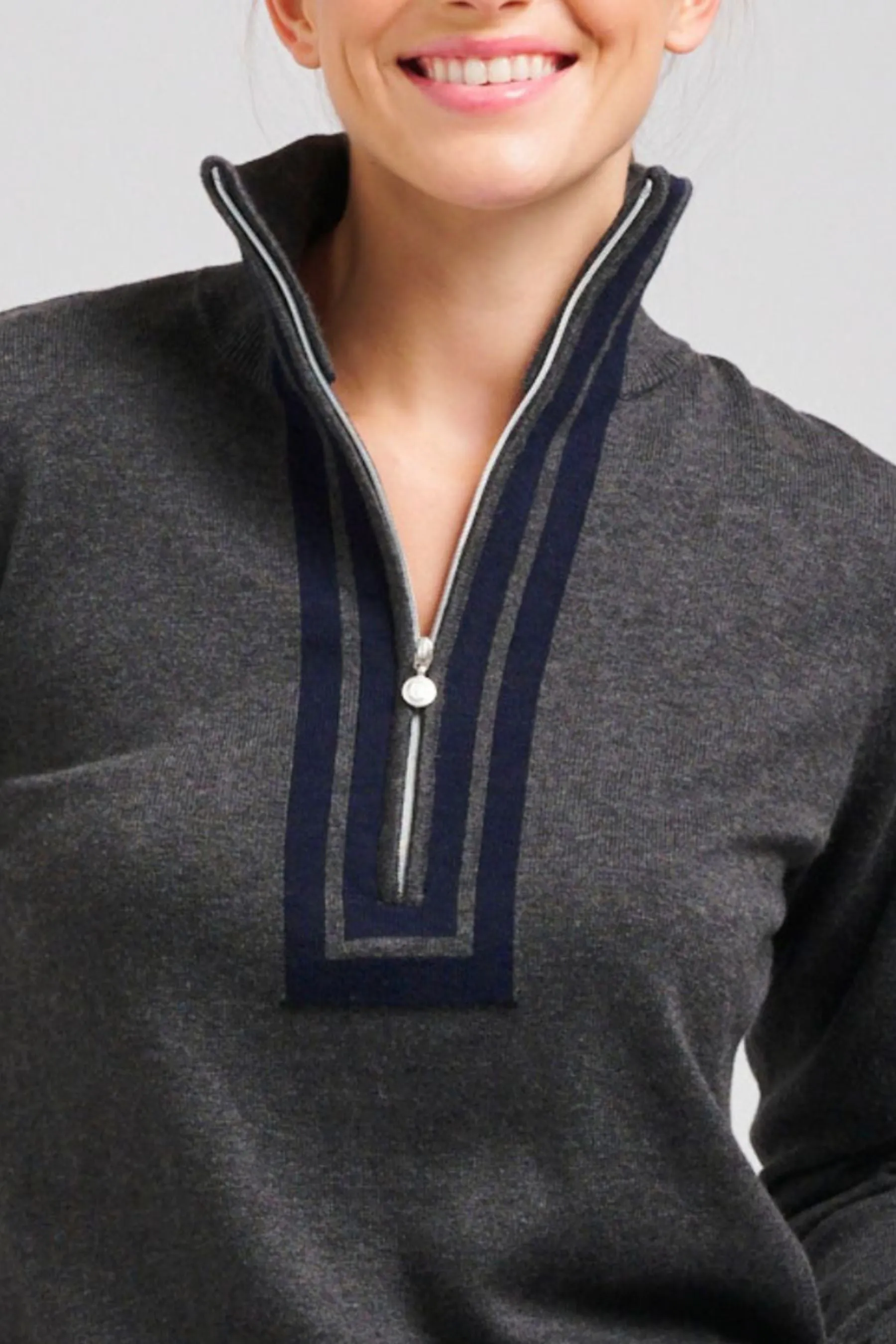 The Sawgrass Cashmere Cotton Sweater | Charcoal/Navy