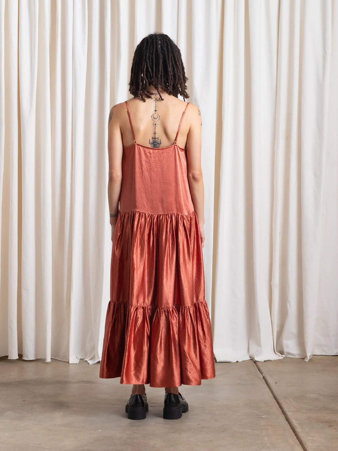 TIERED SLIP DRESS - COPPER