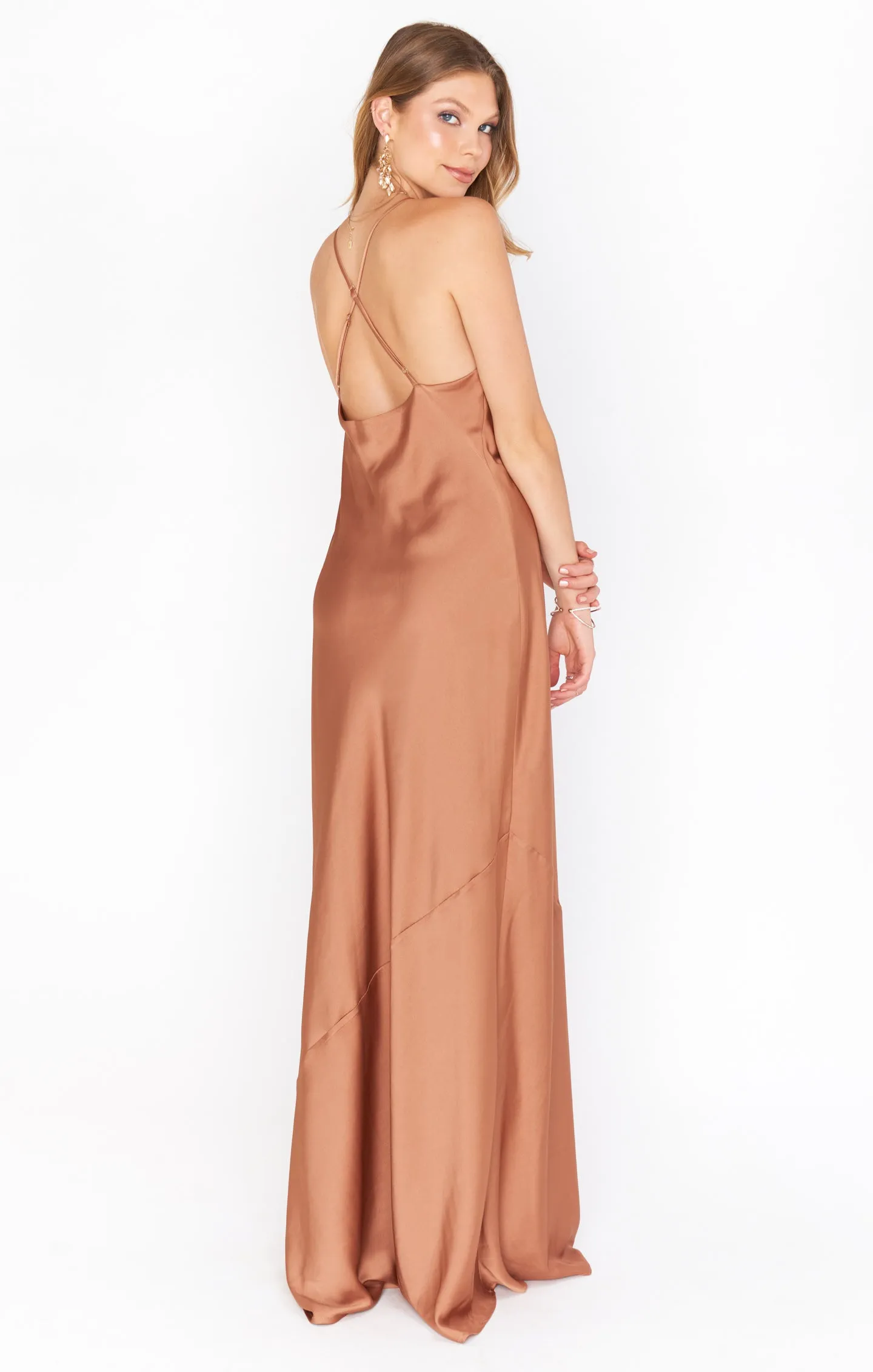 Tuscany Maxi Slip Dress ~ Copper Luxe Satin