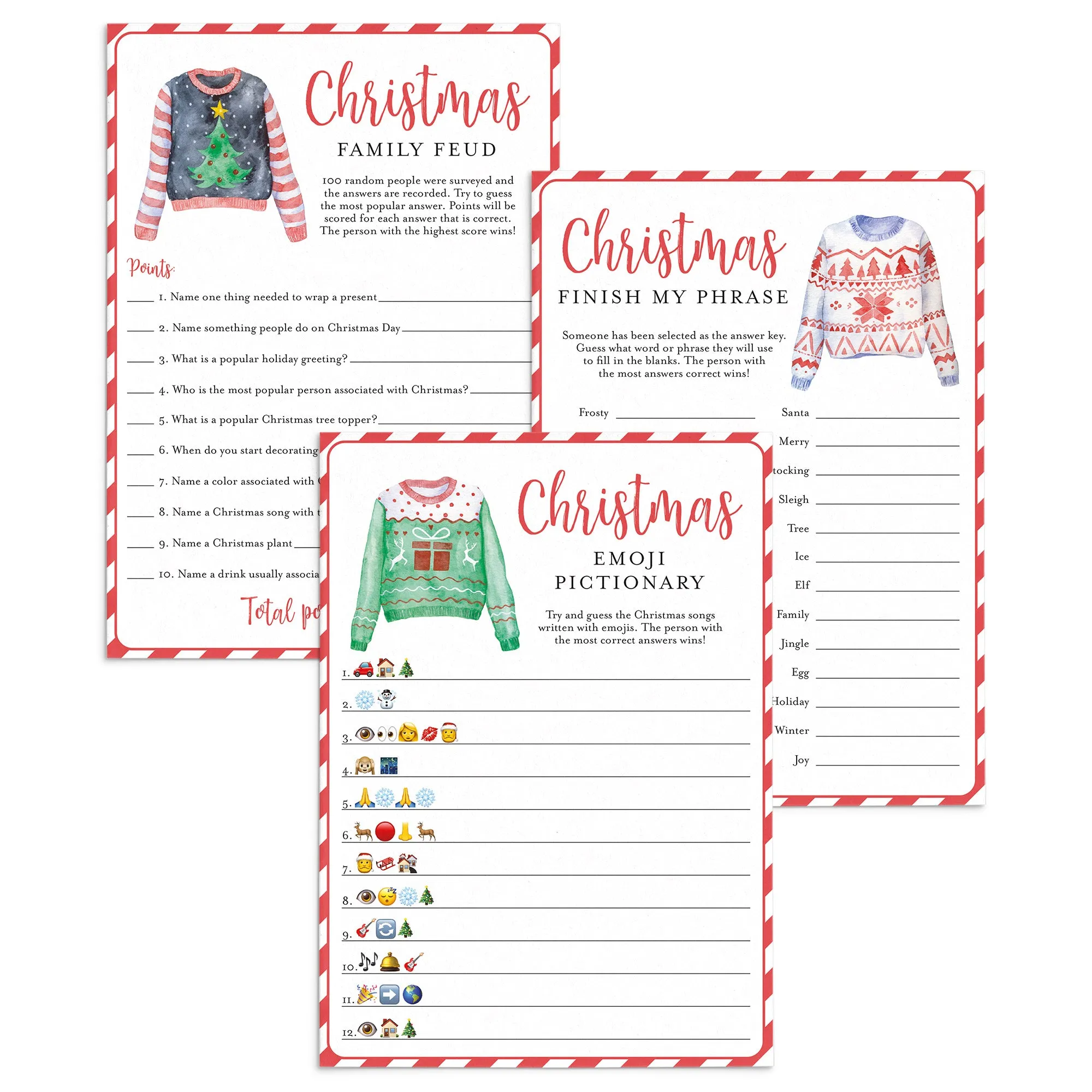 Ugly Sweater Party Games Bundle Printable