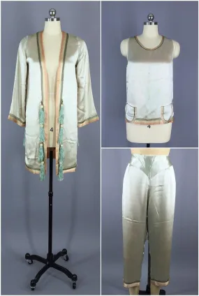 Vintage 1920s Silk Pajama Set