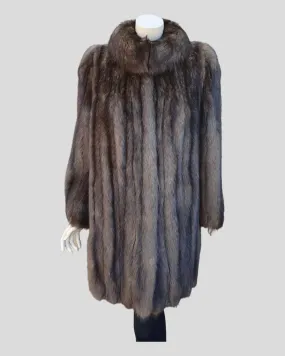 Vintage Natural Russian Sable Fur Coat, Silver Tipped -M