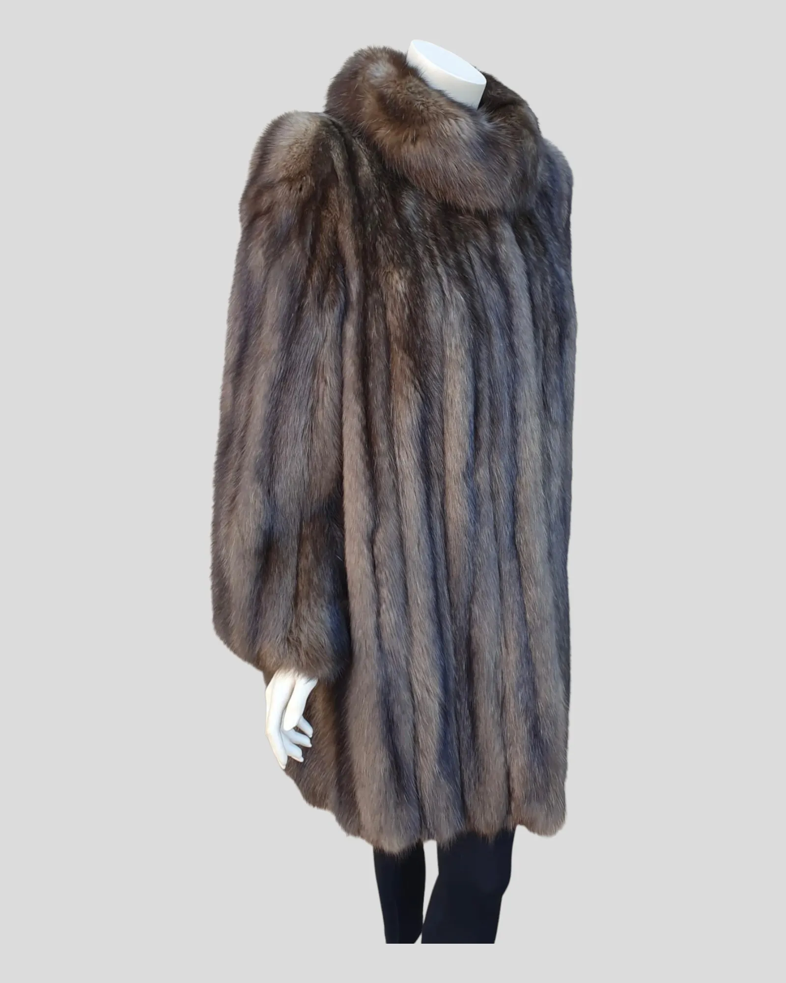 Vintage Natural Russian Sable Fur Coat, Silver Tipped -M