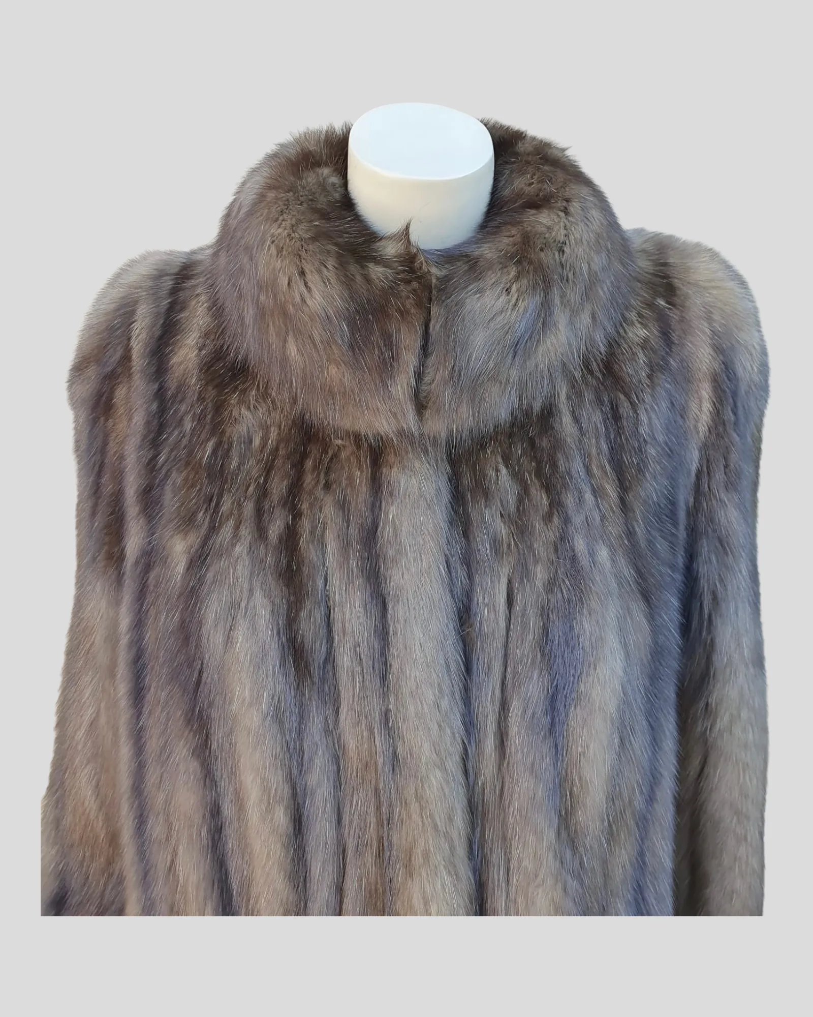 Vintage Natural Russian Sable Fur Coat, Silver Tipped -M