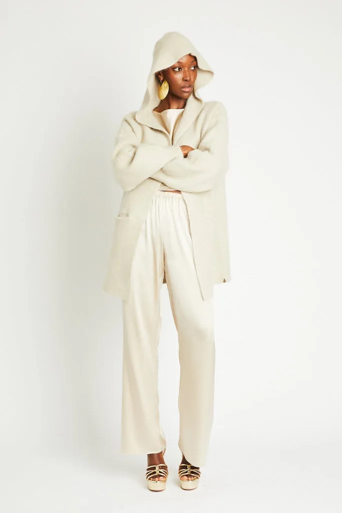 VIVI CASHMERE CROPPED COAT WITH HOOD - SHELL BEACH