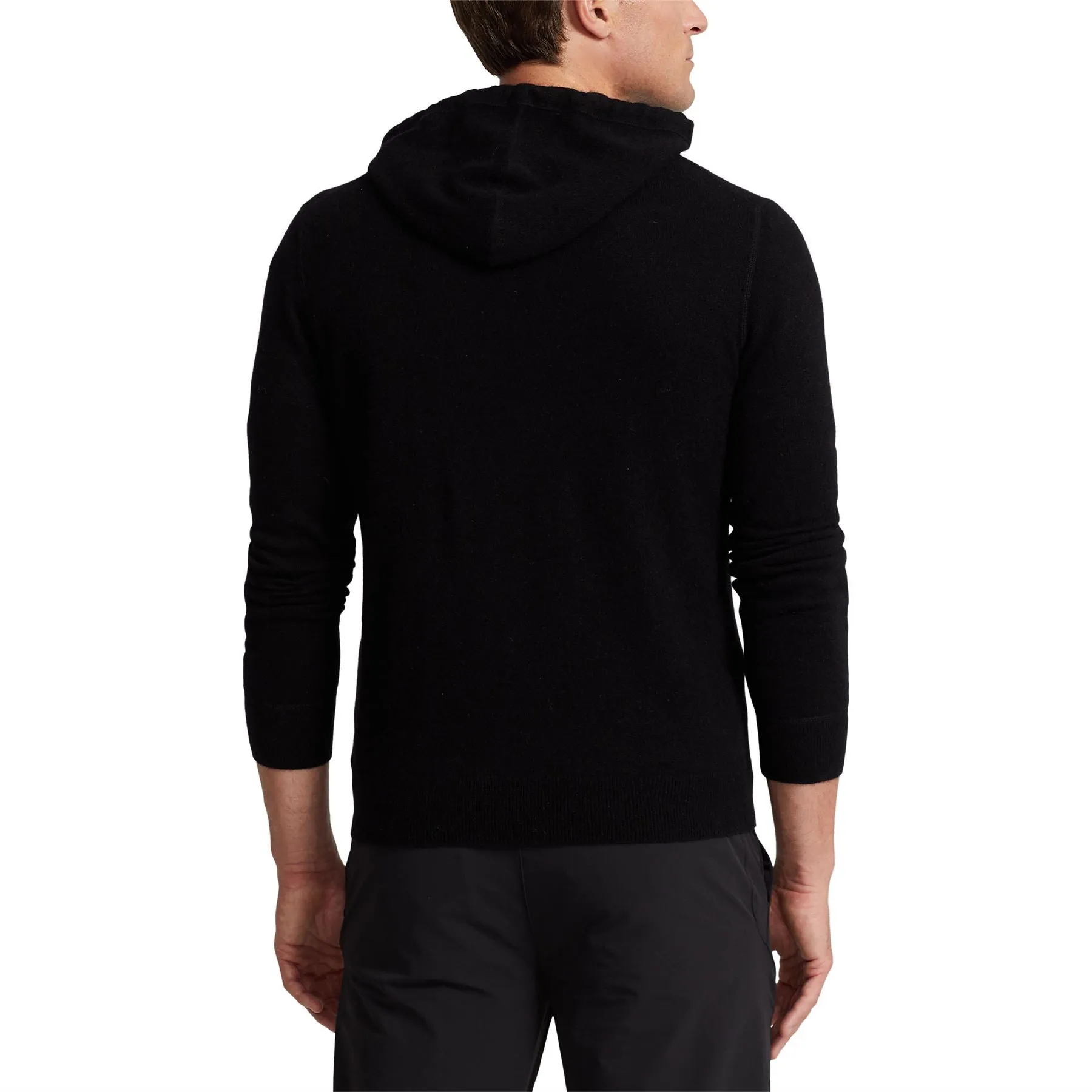 Washable Cashmere Hoodie Polo Black - SS24