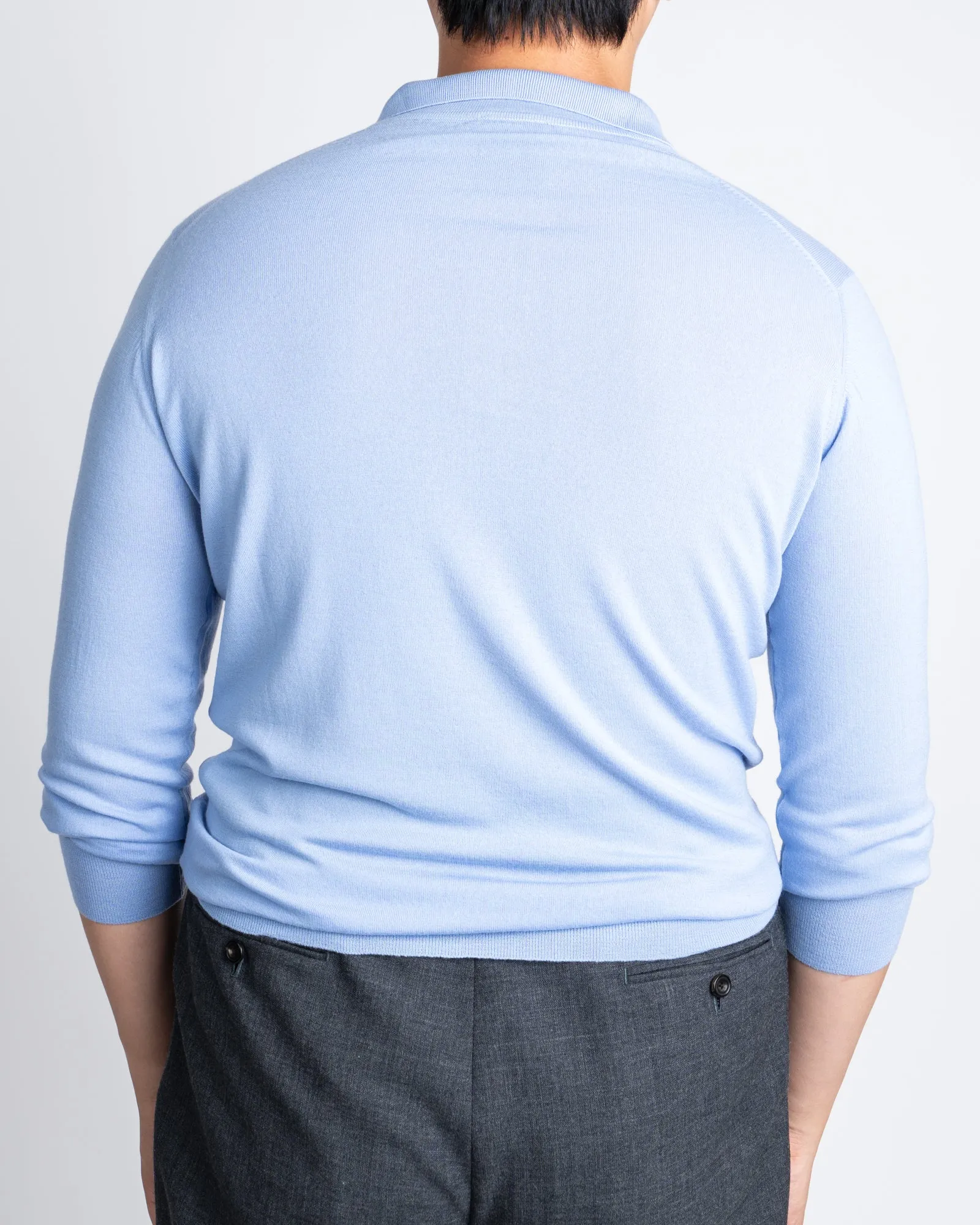 William Lockie x Loro Piana Merino Long Sleeve Polo - Hyacinth