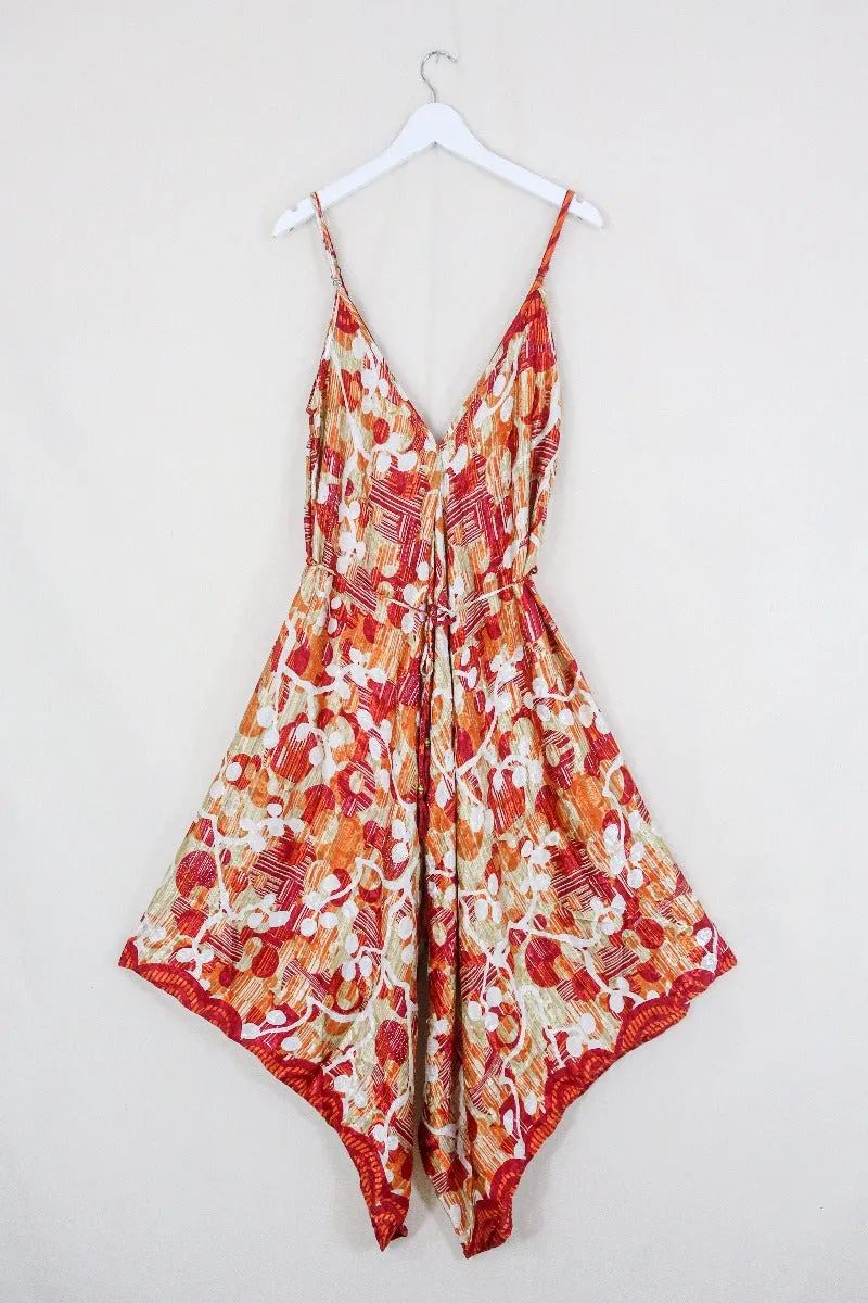 Winona Jumpsuit - Vintage Sari - Ruby & Copper Suns - M/L