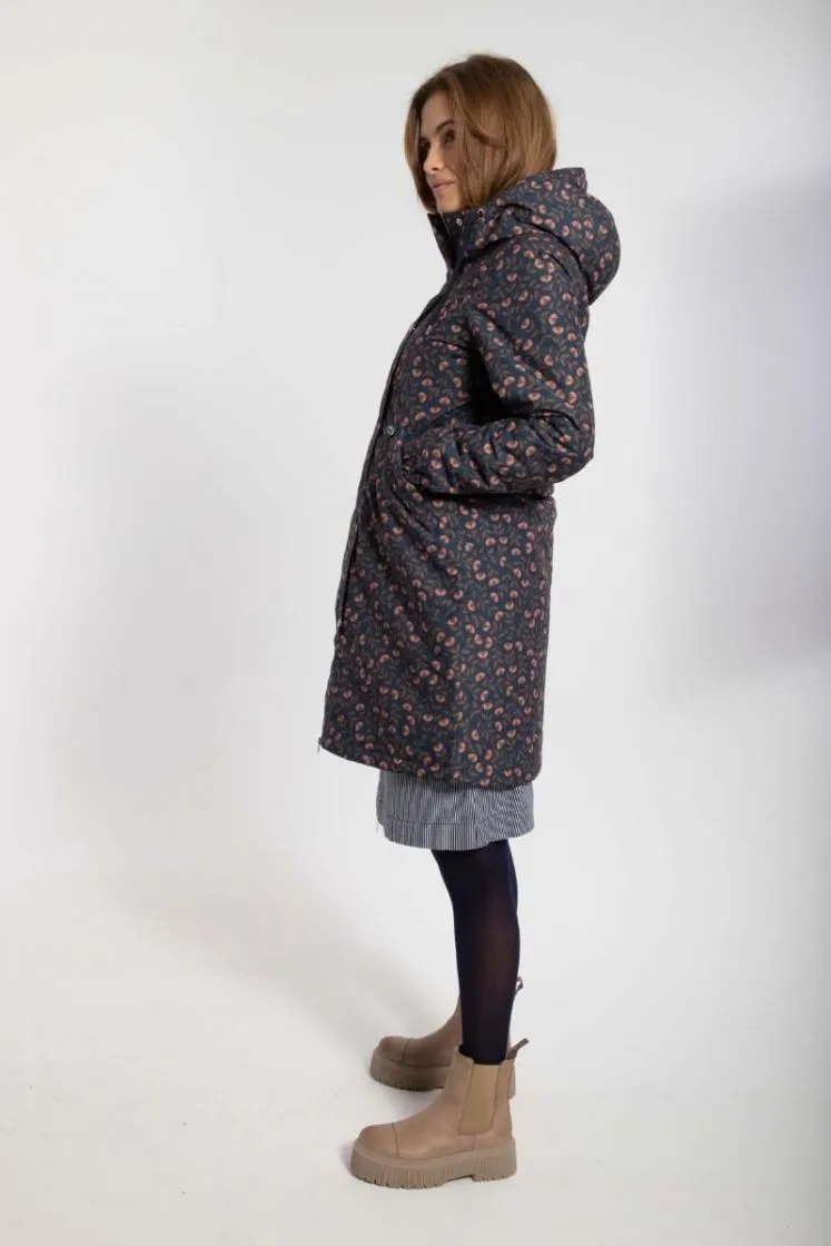 Winterjas met bloemenprint | Danefae brunhilde winter parka navy fleurie