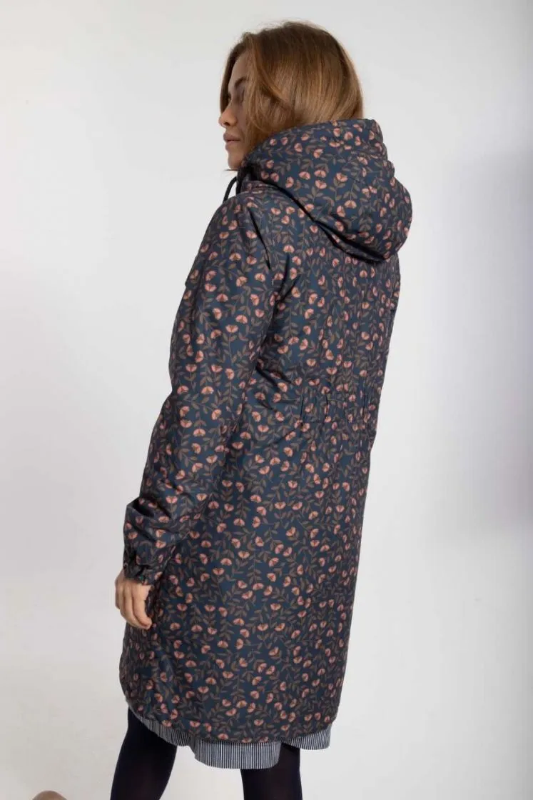 Winterjas met bloemenprint | Danefae brunhilde winter parka navy fleurie