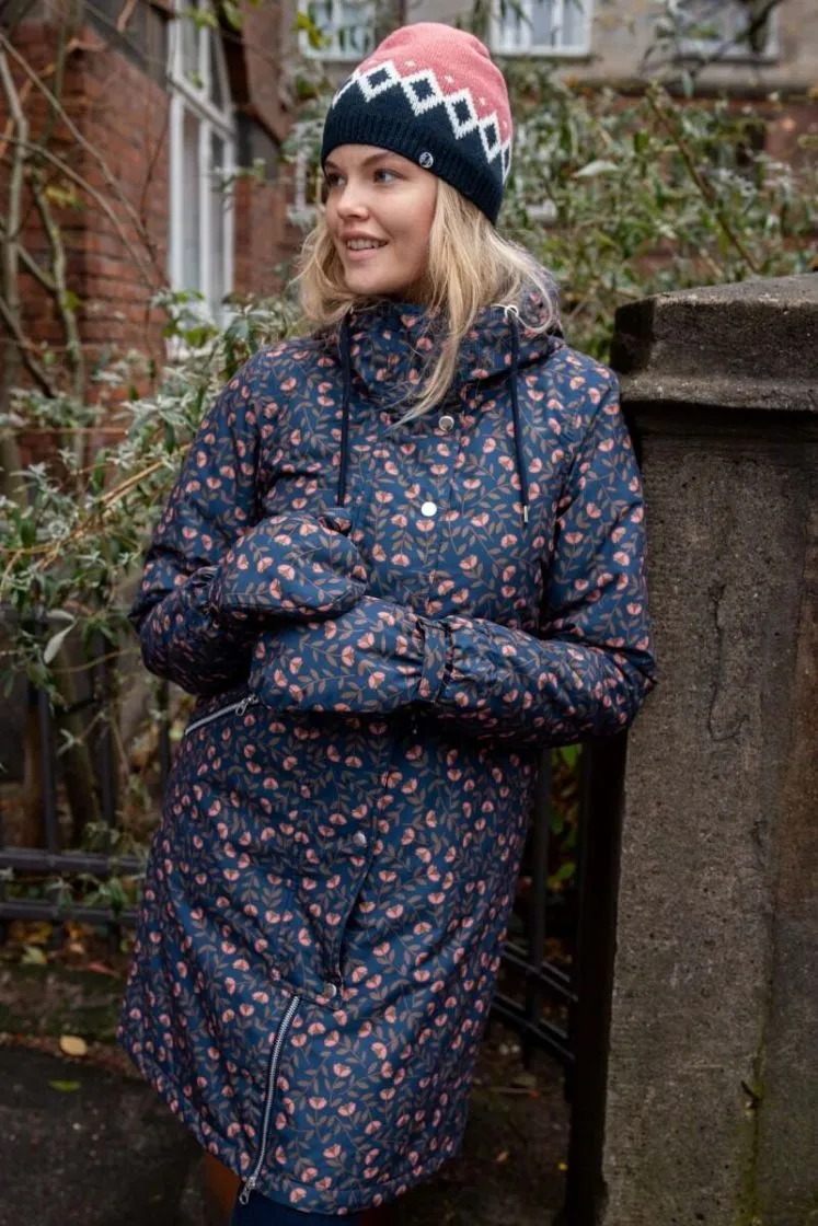 Winterjas met bloemenprint | Danefae brunhilde winter parka navy fleurie