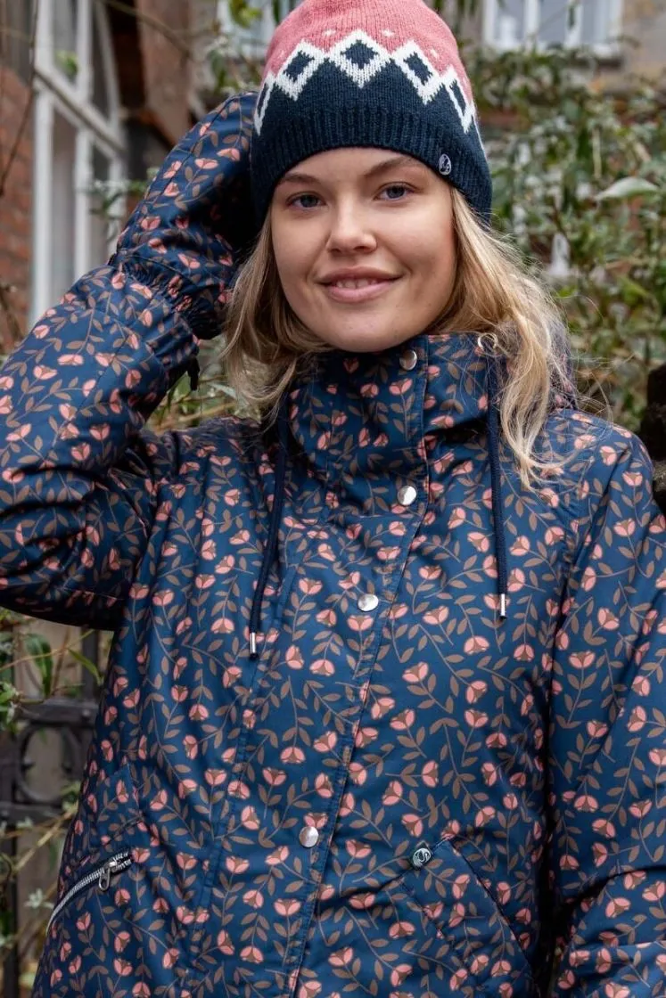 Winterjas met bloemenprint | Danefae brunhilde winter parka navy fleurie