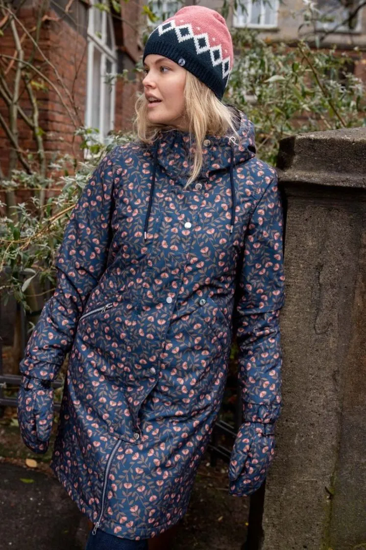 Winterjas met bloemenprint | Danefae brunhilde winter parka navy fleurie