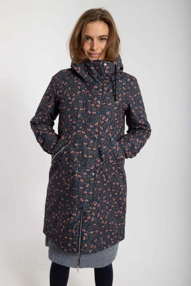 Winterjas met bloemenprint | Danefae brunhilde winter parka navy fleurie