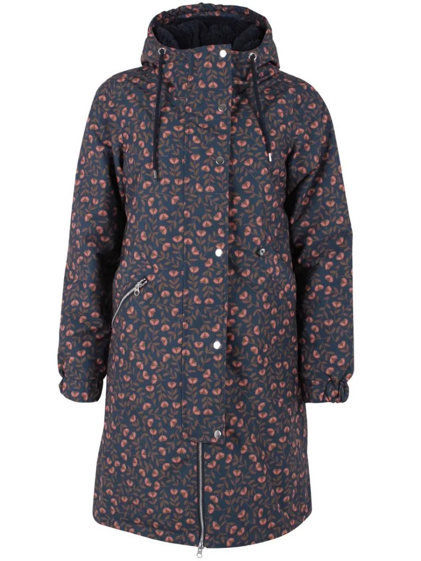 Winterjas met bloemenprint | Danefae brunhilde winter parka navy fleurie