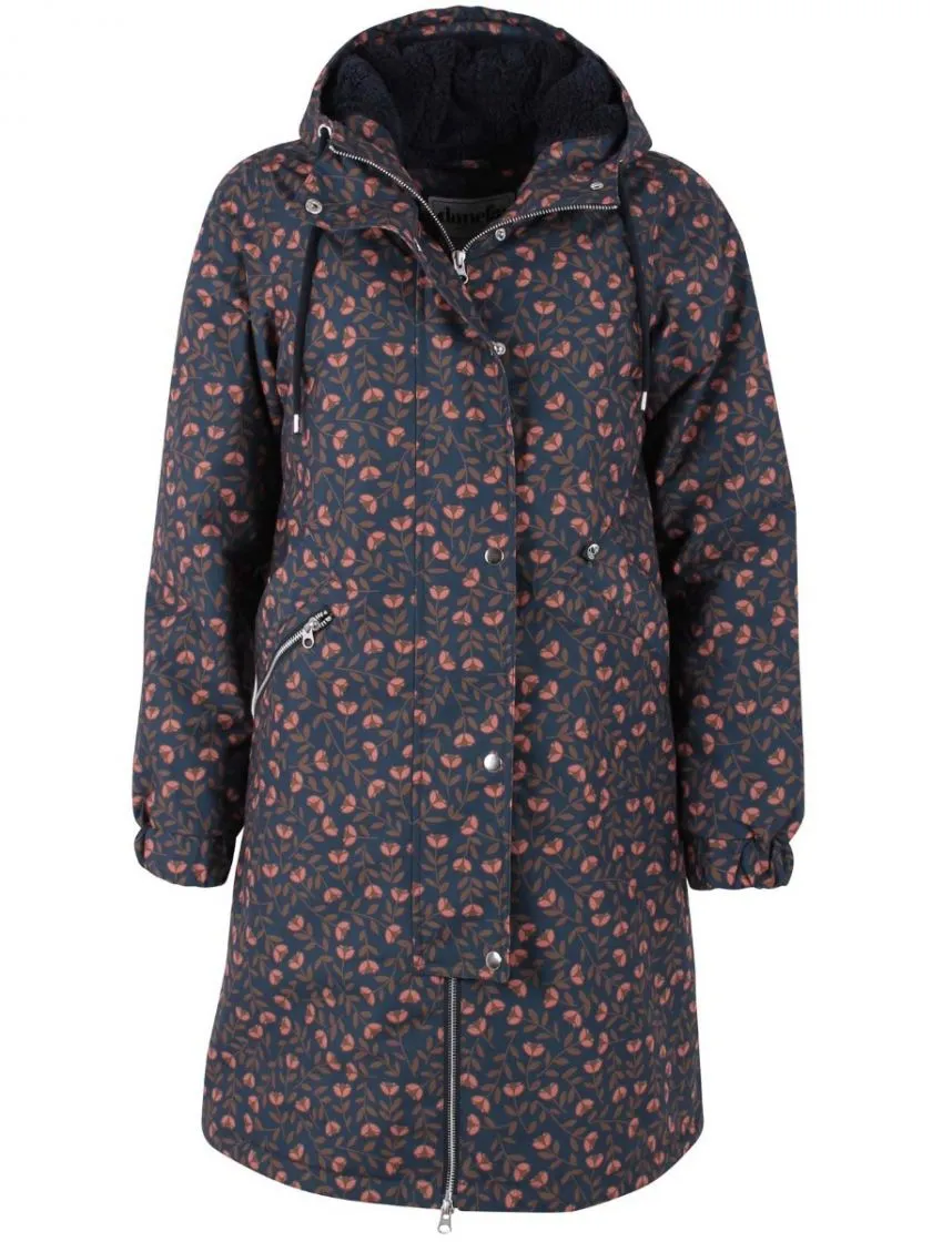 Winterjas met bloemenprint | Danefae brunhilde winter parka navy fleurie