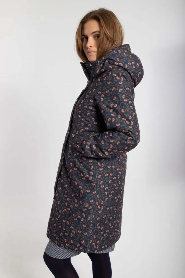 Winterjas met bloemenprint | Danefae brunhilde winter parka navy fleurie