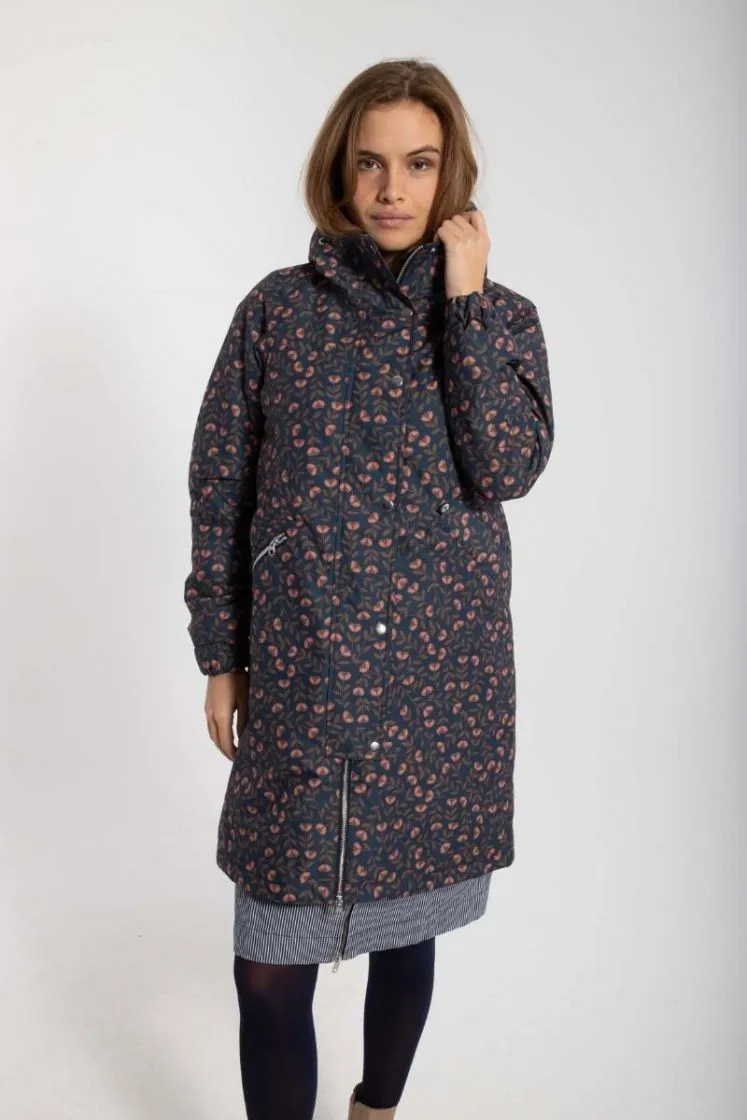 Winterjas met bloemenprint | Danefae brunhilde winter parka navy fleurie