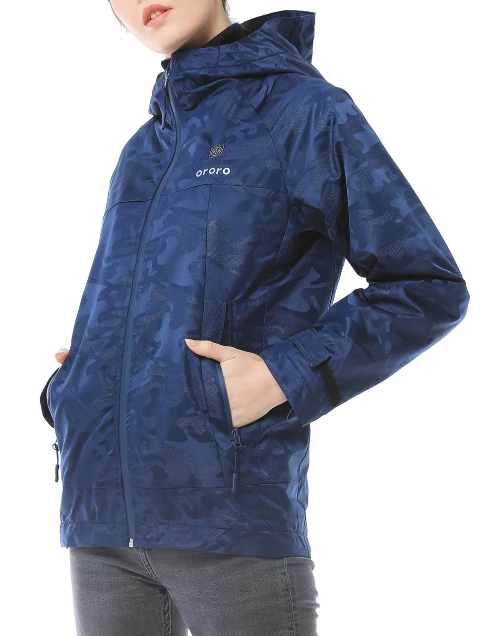 Women Camo Heated Jacket - Navy (Discontinued)