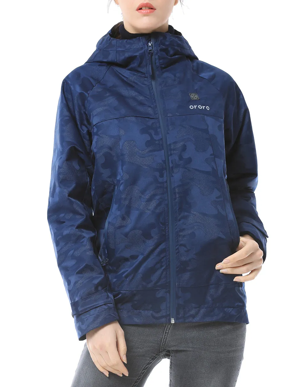 Women Camo Heated Jacket - Navy (Discontinued)