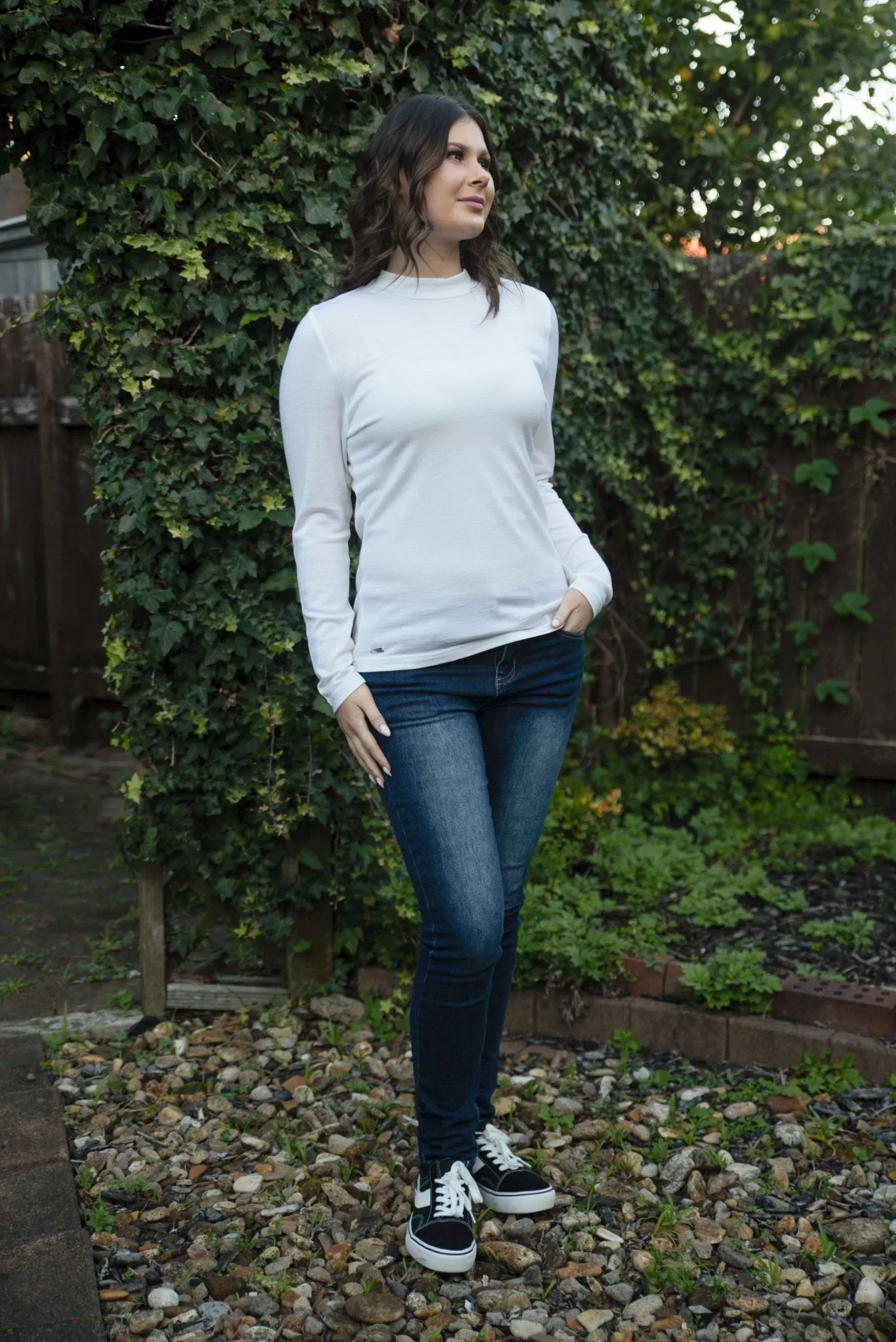 WOMEN'S 100% MERINO WOOL (210) LONG SLEEVE TURTLE NECK JUMPER IVORY EBAS504