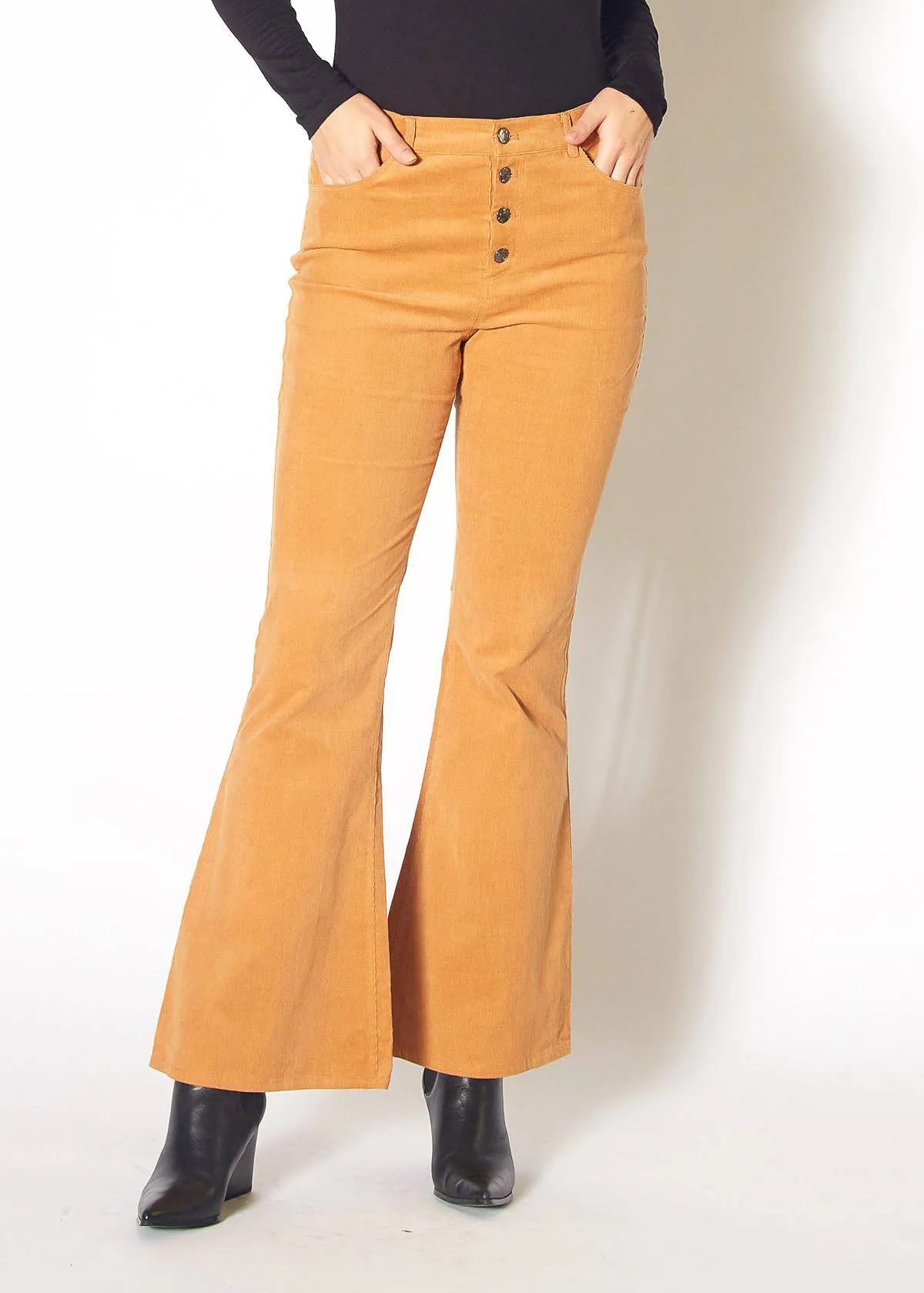 Women's Corduroy Flared Pants in Brick