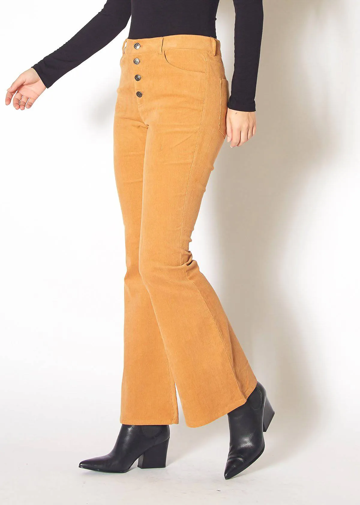 Women's Corduroy Flared Pants in Brick